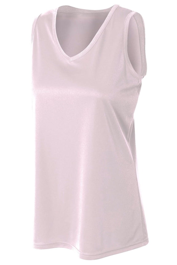 Womens 100% Polyester Performance Track Field Cover Stitched Athletic Sport Tank Top, SILVER, Small, NW2360