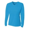 thumbnail image 1 of A4 Womens 100% Polyester Textured Most Intense Workouts Bright Long Sleeve V-Neck Birds Eye Mesh Tee, ELECTRIC BLUE, Small, NW3255, 1 of 3