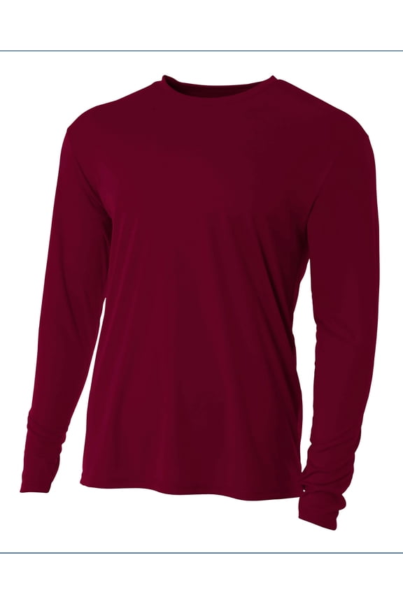 Youth Cooling Performance Crew Long Sleeve T-Shirt, Maroon, X-Large
