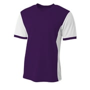 A4 Youth Game Performance Short Sleeve V-Neck Premier Sports Soccer Wear Jersey, PURPLE/WHITE, Large, NB3017