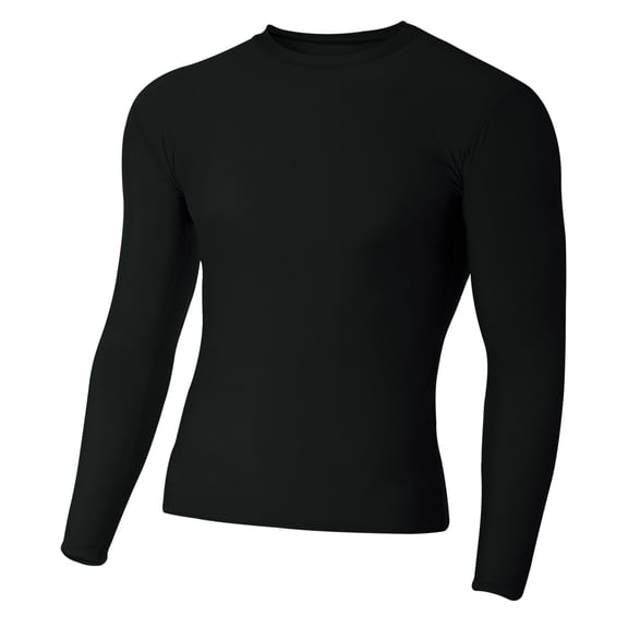 A4 Youth Long Sleeve Compression Crew For Youth Male in Black | NB3133
