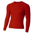 thumbnail image 1 of A4 Youth Long Sleeve Compression Crew For Youth Male in Scarlet | NB3133, 1 of 3