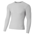 thumbnail image 1 of A4 Youth Long Sleeve Compression Crew For Youth Male in Silver | NB3133, 1 of 3