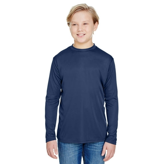 A4 NB3165 YTH LS PRFRMCE TEE (NAVY XL)