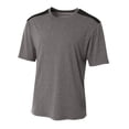 thumbnail image 1 of A4 Youth Polyester Performance Tourney Color Block Crew Neck Short Sleeve T-Shirt, HEATHER/BLACK, Small, NB3100, 1 of 1