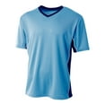 thumbnail image 1 of A4 Youth Short Sleeve V- Neck Atheltic Liga Sports Soccer wear Jersey , LT BLUE/NAVY, X-Large, NB3018, 1 of 2