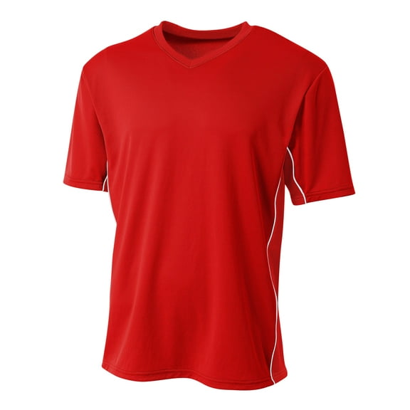 A4 Youth Short Sleeve V- Neck Atheltic Liga Sports Soccer wear Jersey , SCARLET, X-Large, NB3018