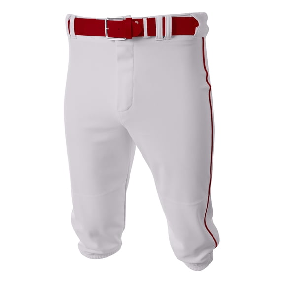 A4 Youth Style Baseball Knicker Sports Atheltic Performance Pant , WHITE/CARDINAL, X-Small, NB6003
