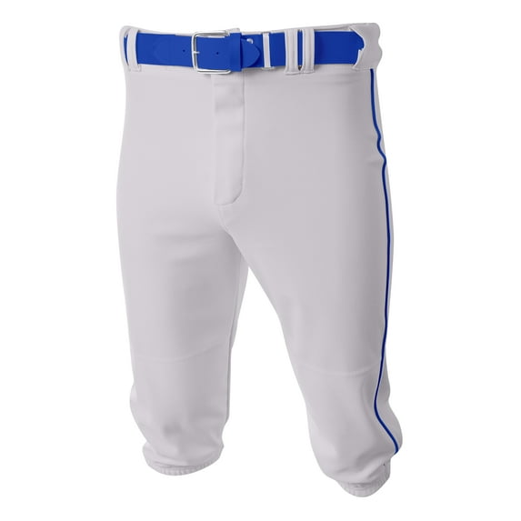 A4 Youth Style Baseball Knicker Sports Atheltic Performance Pant , WHITE/ROYAL, Large, NB6003