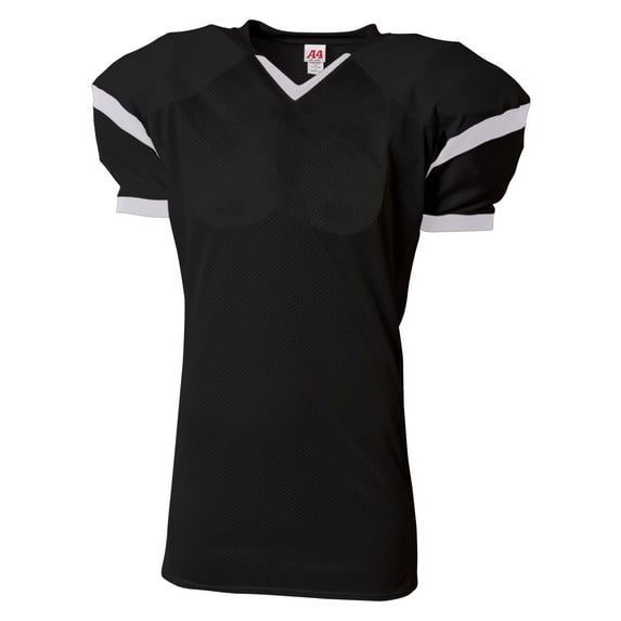 A4 Youth V-Neck Short Sleeve Breathable Mesh Rollout Sports Football Jersey , BLACK/WHITE, XX-Large, NB4265