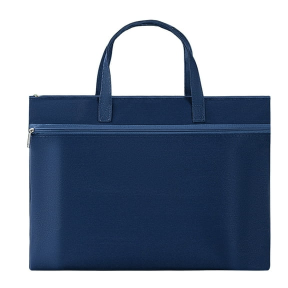 A4 Zipper Document File Bag Pouch with Handle Waterproof Double Pocket Canvas File Storage Bag for Project Office School Foldable File Document Handbag Carrying Bag
