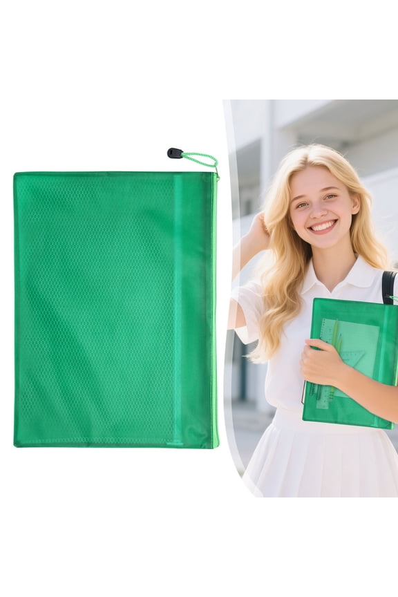 A4 Zipper File Bag, Document Studont Category Bag – Mesh Makeup Pencil Case, Multipurpose Travel Bag, 1Pcs