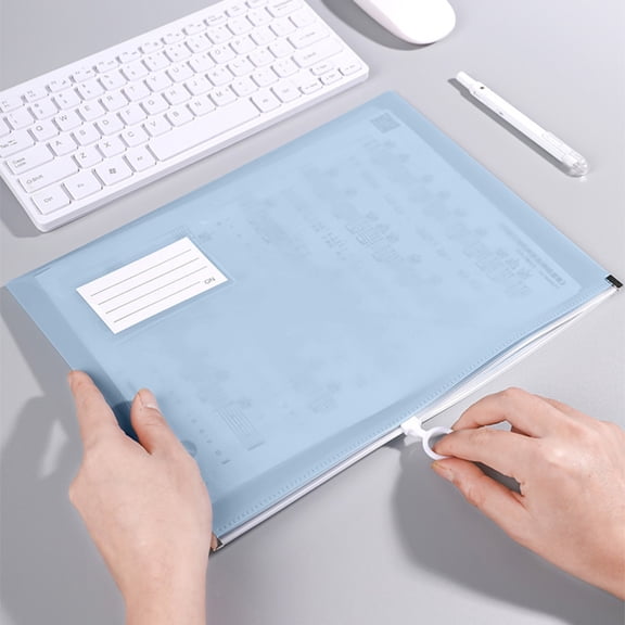 A4 Zipper File Folder Waterproof Plastic Document Organizer Large Capacity with Label Strip for Office School Travel