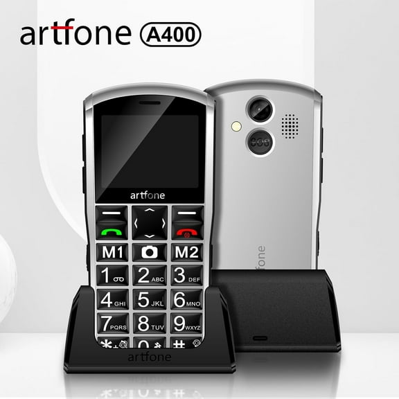 A400 4G Big Button Cell Phone for Elderly with 2MP Camera | 1800mAh | Stereo Speaker | Time Telling | SOS Button | USB Type C | Charging Dock | 2.4" Display | Torch
