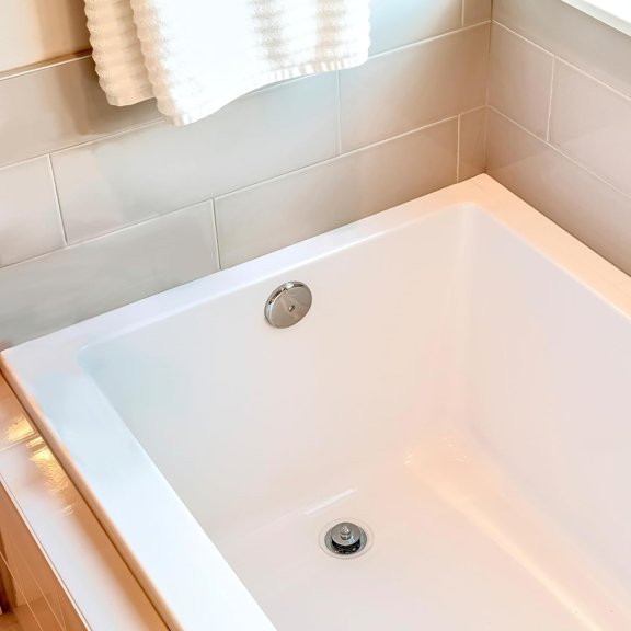 A49721-05 14 Inch PVC Bath Waste Overflow Assembly with Pull Drain Stopper Polished Nickel