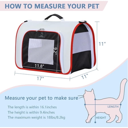 A4Pet Airline Approved Cat Carrier, Soft-Sided Travel Bag for Cats & Puppies Under 18 lbs, Easy to Carry & Fold