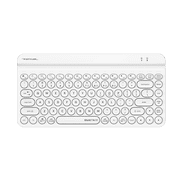 A4tech FBK30 Multi-Device QuietKey Wireless Keyboard, 2.4G and Bluetooth Dual Mode, Up to 4 Devices, Portable with Integrated Stand for Mac iOS Windows Android Pure White