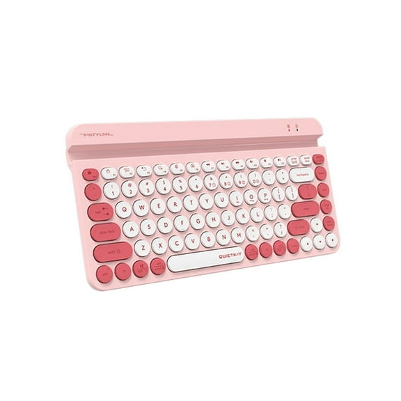 A4tech FBK30 Multi-Device QuietKey Wireless Keyboard, 2.4G and Bluetooth Dual Mode, Up to 4 Devices, Portable with Integrated Stand for Mac iOS Windows Android (Raspberry)