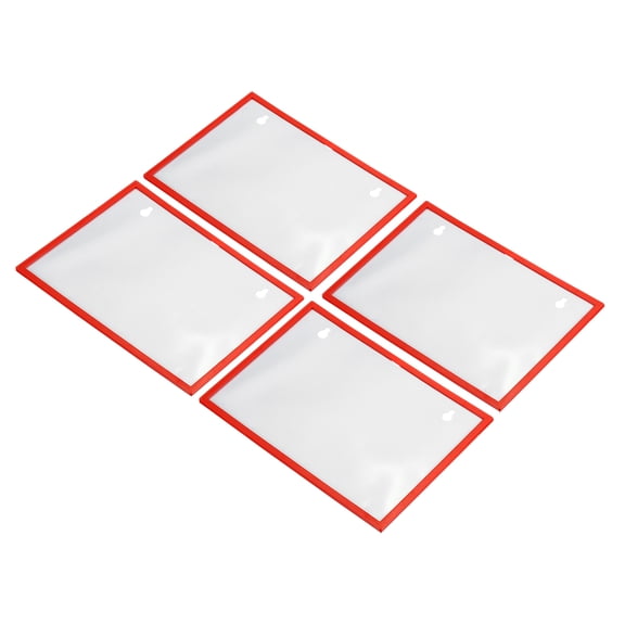 A5 5.8x8.3 Inch Magnetic Sign Holder, Display Frame for Office, Red 4 Pack