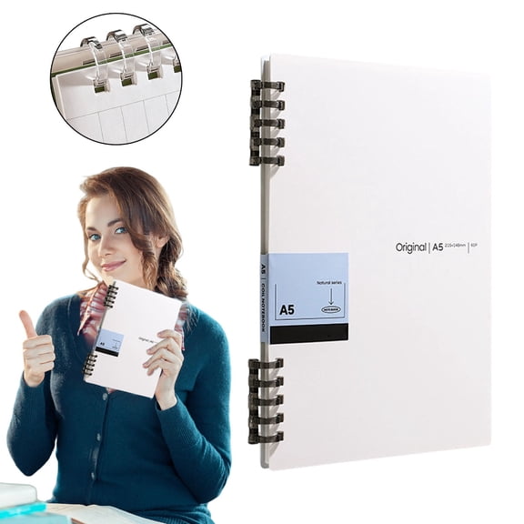 A5 5 Ring Binder Notebook Refillable B — A5 Spiral Notebook with 5 Ring Binding, Lined Paper for Note Taking, Journaling and Office Writing