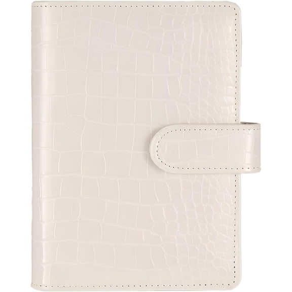 A5 6 Ring Binder Cover Crocodile - Large PU Leather Notebook Binder with  Snap Buckle, Refillable Budget Planner, Beige
