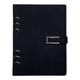 thumbnail image 1 of A5 6-Ring Pu Leather Refillable Notebook, 9.1X6.8 in Travel Journal, 100 Lined Sheets, Metal Buckle Closure, Planner Inserts Compatible, Gift for scholars & Professionals, An A5 Loose-Leaf Notebook, 1 of 9