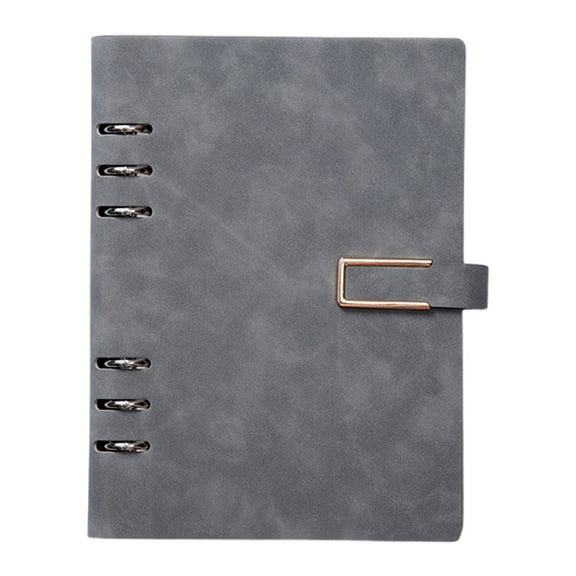 A5 6-Ring Pu Leather Refillable Notebook, 9.1X6.8 in Travel Journal, 100 Lined Sheets, Metal Buckle Closure, Planner Inserts Compatible, Gift for scholars & Professionals, An A5 Loose-Leaf Notebook