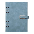 thumbnail image 1 of A5 6-Ring Pu Leather Refillable Notebook, 9.1X6.8 in Travel Journal, 100 Lined Sheets, Metal Buckle Closure, Planner Inserts Compatible, Gift for scholars & Professionals, An A5 Loose-Leaf Notebook, 1 of 9
