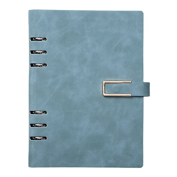A5 6-Ring Pu Leather Refillable Notebook, 9.1X6.8 in Travel Journal, 100 Lined Sheets, Metal Buckle Closure, Planner Inserts Compatible, Gift for scholars & Professionals, An A5 Loose-Leaf Notebook