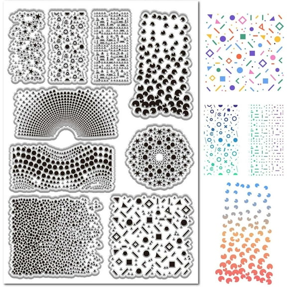A5 Background Clear Stamps Multiple Dot Patterns Reusable Retro Transparent Rubber Stamps Sheets PVC Silicone Seals 8.3x5.8Inch for DIY Scrapbooking Photo Album Decorative Cards Making