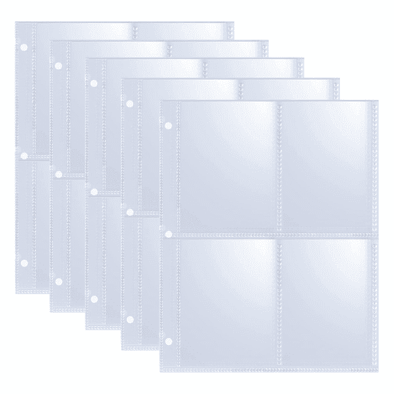 A5 Binder 4 Pocket Card Sleeves, 20 Pack 160 Pockets, Double-Sided Page Protectors for Mini 3 Ring Binder, Ultra-Clear Sheets for Trading Cards, Photos, and Recipe Storage