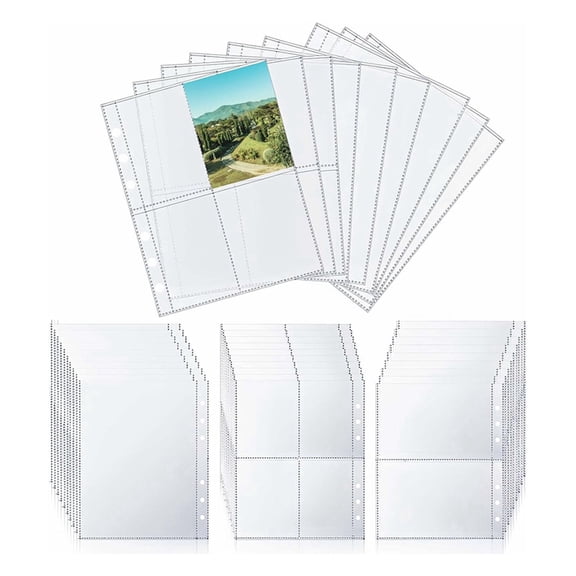 A5 Binder Pockets, 30 Pcs 6 Holes Card Sleeves for 6-Ring Notebook, Waterproof PVC Inserts