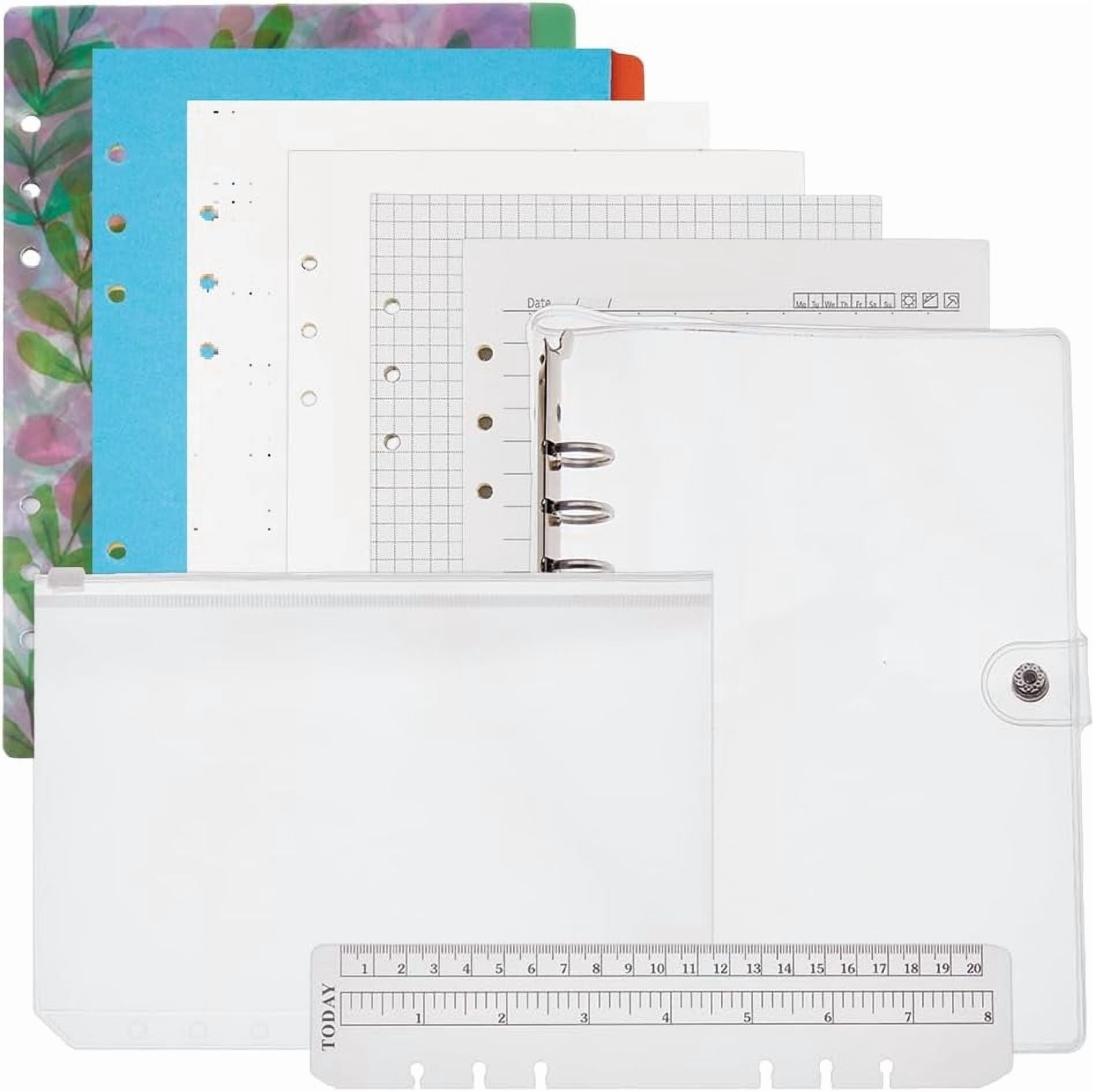 A5 Binder Set: 6 Ring Refillable Journal with Dividers Ruler and Pockets - Multicolored 240 Pages A5 Size 6 Holes DIY Making
