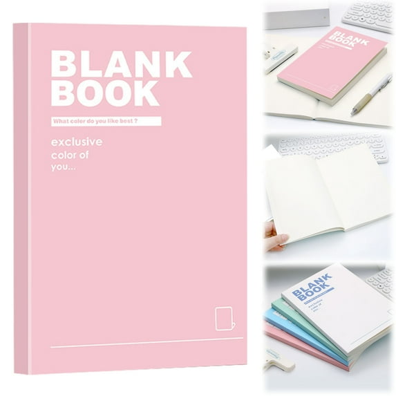 A5 Blank Journal Notebook, Sketch Book Thick Blank Paper, Notebooks for Drawing & Writing, Colorful Soft Cover Notebook, Pink