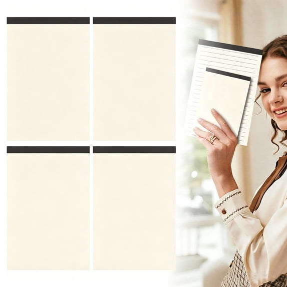 A5 Blank Memo Pad 4 Pack 70 Sheets 80GSM Thick Paper Top Bound Tearable Notebook For Sketching Journaling Writing School Office