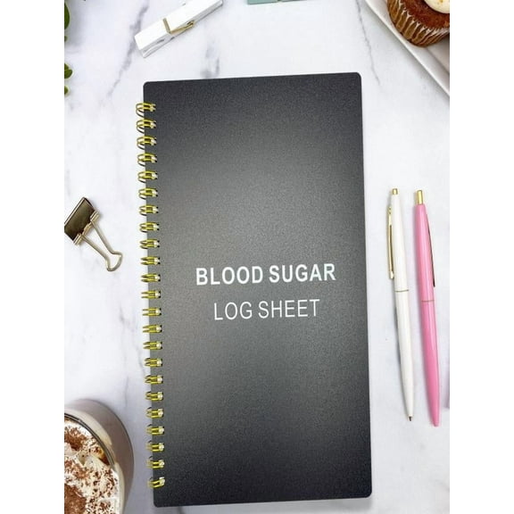 A5 Blood Glucose and Blood Pressure Log Book,60 Pages Diabetic Health Tracker,English Writing Paper,YO Ring Binding,Waterproof Cover,Portable Medical Record Journal for Daily Monitoring