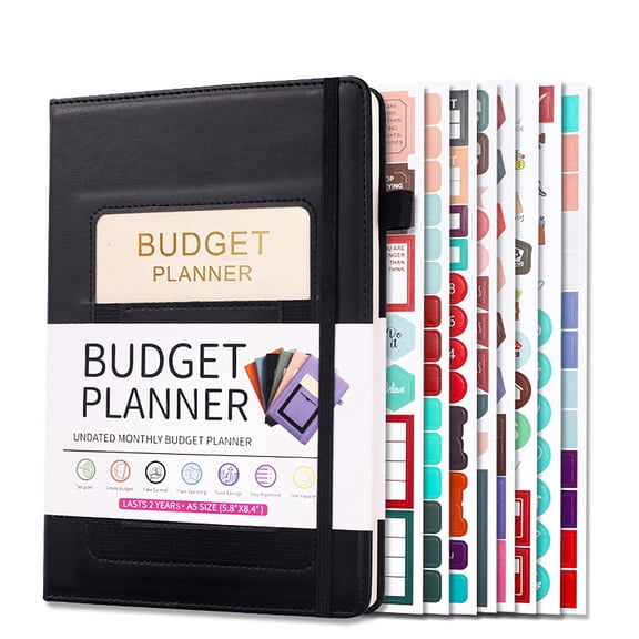 A5 Budget Planner Notebook with Expense Trackers, Financial Organizer, Hardcover Book, Monthly Bill & Savings Goal Journal, Money Planner