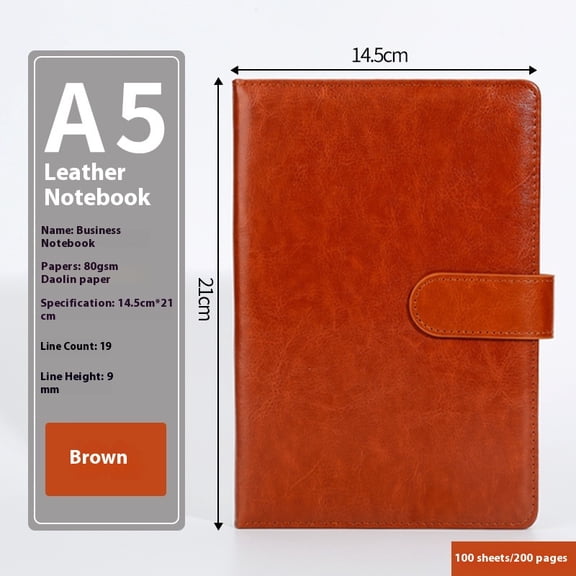 A5 Business Folder with Pen Insert Multifunctional Loose-Leaf Contract Signing Book Meeting Writing Pads(Brown)