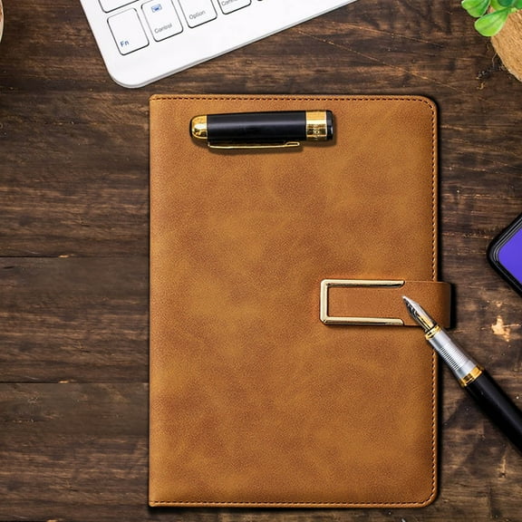 A5 Business Office Notebook | Large 200 Page 80GSM Thick Beige Daolin Paper Journal | Imitation Leather Hardcover with Buckle | Lay-Flat Design | Durable Thread Binding | 21x15cm