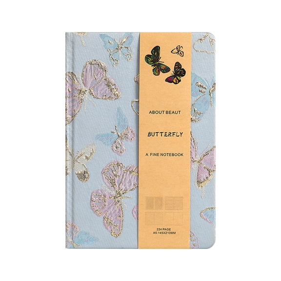 A5 Butterfly Embroidery Hardcover Notebook, 4 in 1 Lined Grid Blank Dot Grid Journal, 114 Pages 100gsm Thick Paper for Writing, Planning, Sketching, Travel & Gift