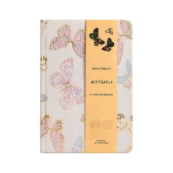 A5 Butterfly Fabric Hardcover Journal Notebook, 4 In 1 Lined Grid Blank Dot Grid Inner Pages, 114 Pages 100gsm Thick Paper For Women, Butterfly White (Multicolor, 21*14.5)
