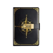 A5 Classic Password Diary with Combination Lock, Vintage Compasses Pattern Notebook, Lockable Stationery Journal, Waterproof Imitation Leather Cover