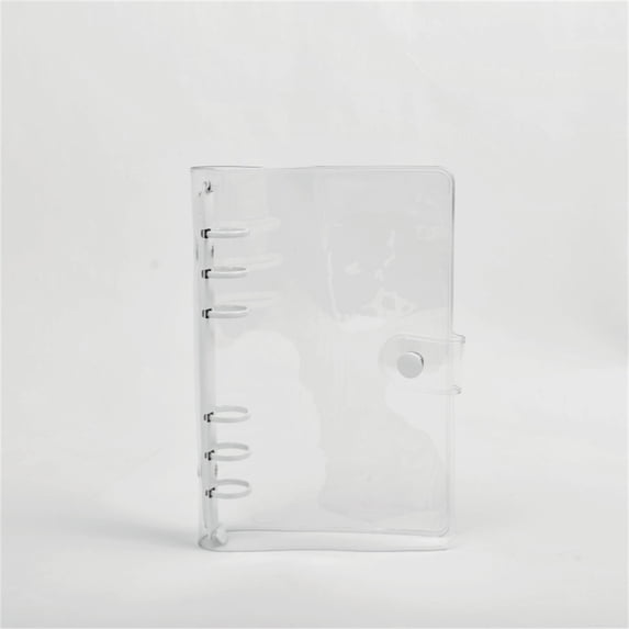 A5 Clear Binder Cover Soft PVC Loose Leaf Binder, 6 Ring Notebook Cover Refillable Notebook Folder, Snap Button Closure Waterproof Binder Protector for Meeting Notes Journa Classroom Essentials