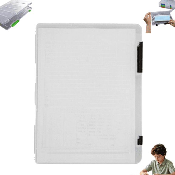 A5 Clear Plastic Document Storage Box, Press Snap Closure File Organizer Case, Back to School Paper Storage Container for Students Office Paper Notes Filing