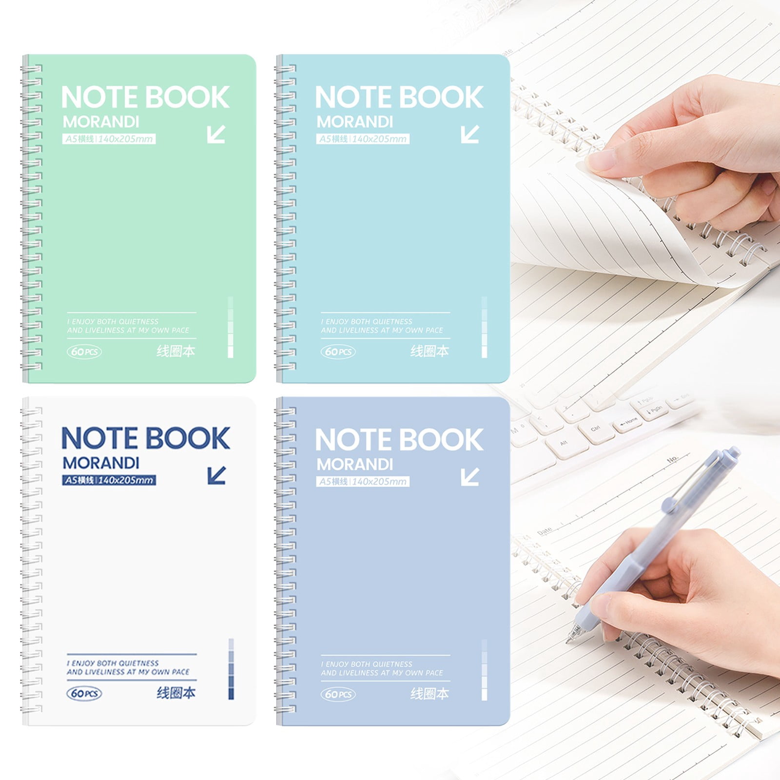 A5 Coil Bound Notebook With Solid Color Cover And Lined Pages For ...