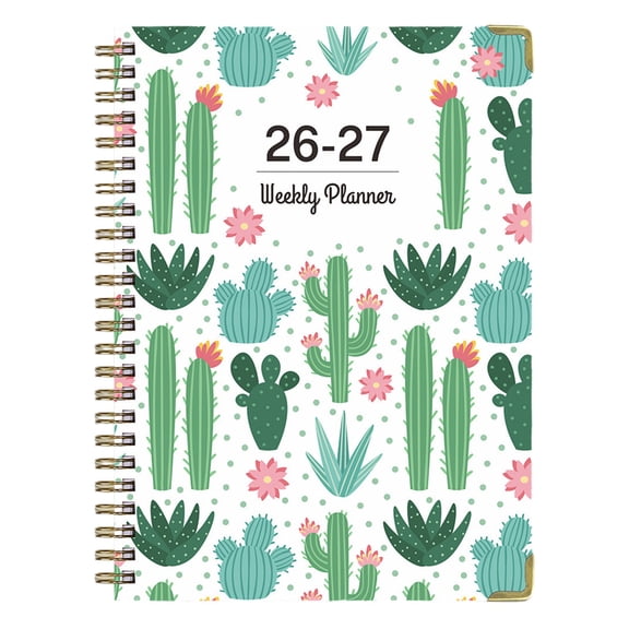 A5 Coil English Journal Notebook, 2026.7-2027.6 Daily Schedule Book, Spiral Bound Planner Pad for Work Study Exercise Record Use