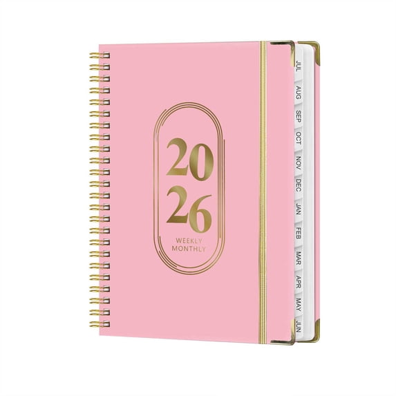 A5 Coil Notebook with Elastic Closure, English Planner with Durable Hard Cover, Multi-Functional Organizer for Work, Study, and Goal Setting, Portable Journal for Daily Tasks and Notes