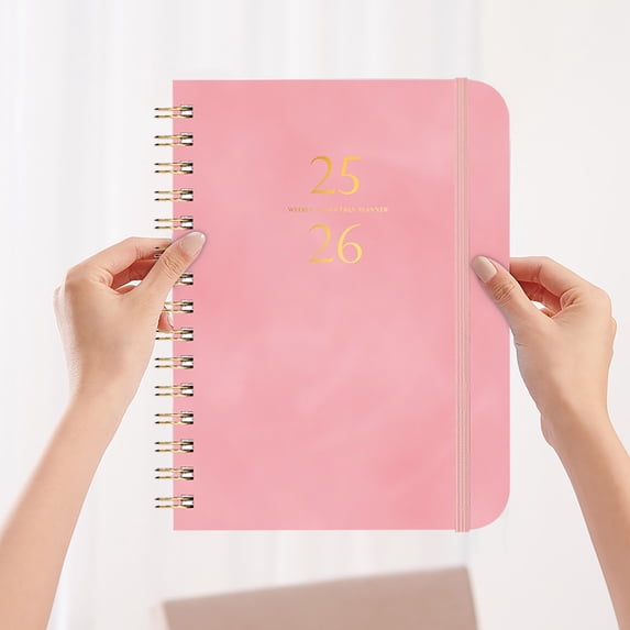A5 Coil Planner Book with Leather Strap, Self-Discipline Card Printing, Portable Schedule Organizer, Office and Student Use