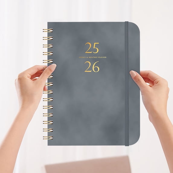 A5 Coil Planner Book with Leather Strap, Self-Discipline Card Printing, Portable Schedule Organizer, Office and Student Use