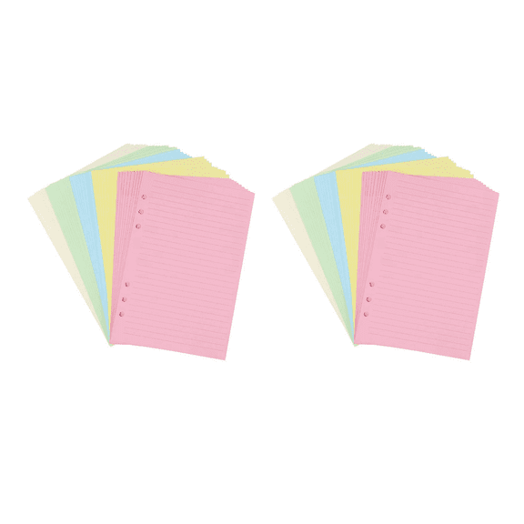 A5 Colorful 6-Hole Punched Ruled Refills Inserts for Organizer Binder, 5-Color Loose Leaf Planner Filler Paper,100Sheets,100 Sheets x Inner page,mixed color